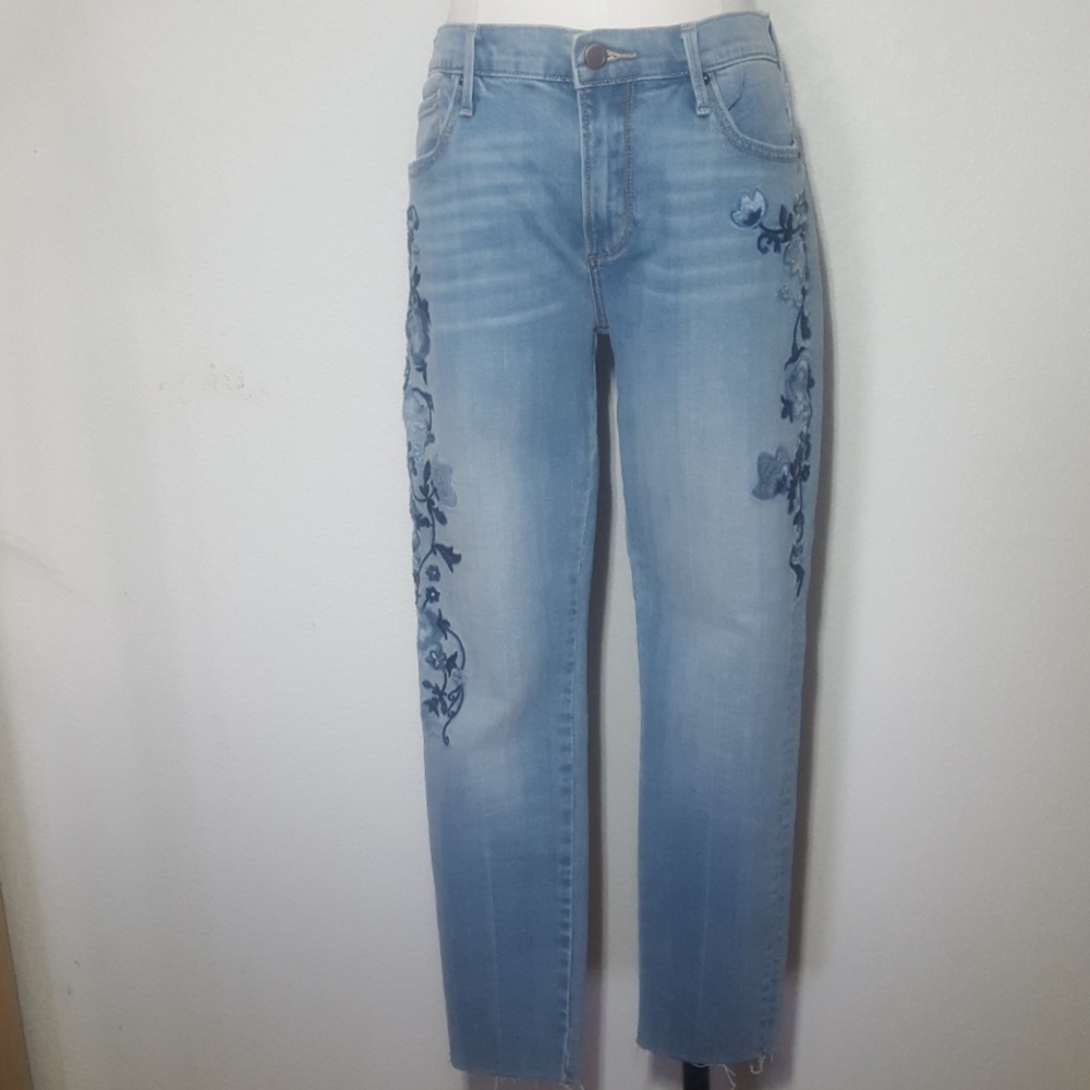Aqua | Embroidered Floral Jeans | 29